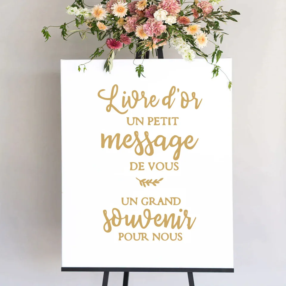 Svadobná značka Livre d'Or vinylové obtisky Správa a Suvenír Svadobné nálepky Personalizované nálepky na nálepky Mariage Decor