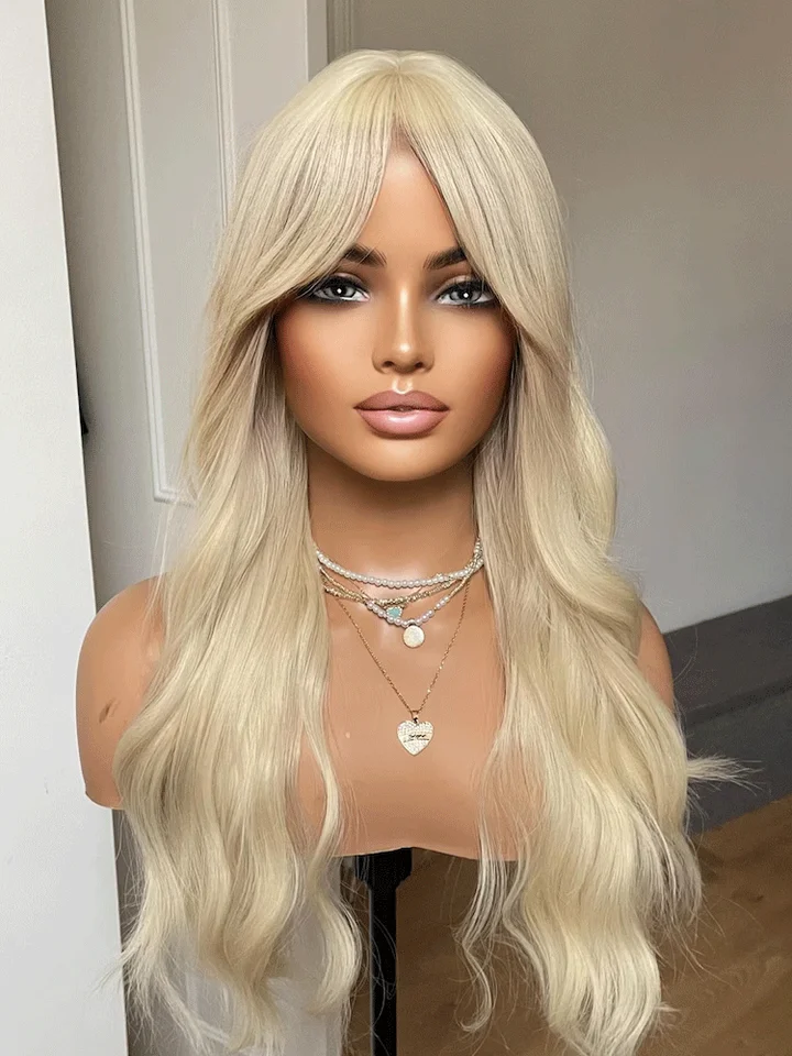 Svetelná blond parochňa syntetická parochňa s ranami s nízkym tepelne odolným prémiom s nízkym tepelne odolným voči vláknine Cosplay Women Denná večierok Používanie
