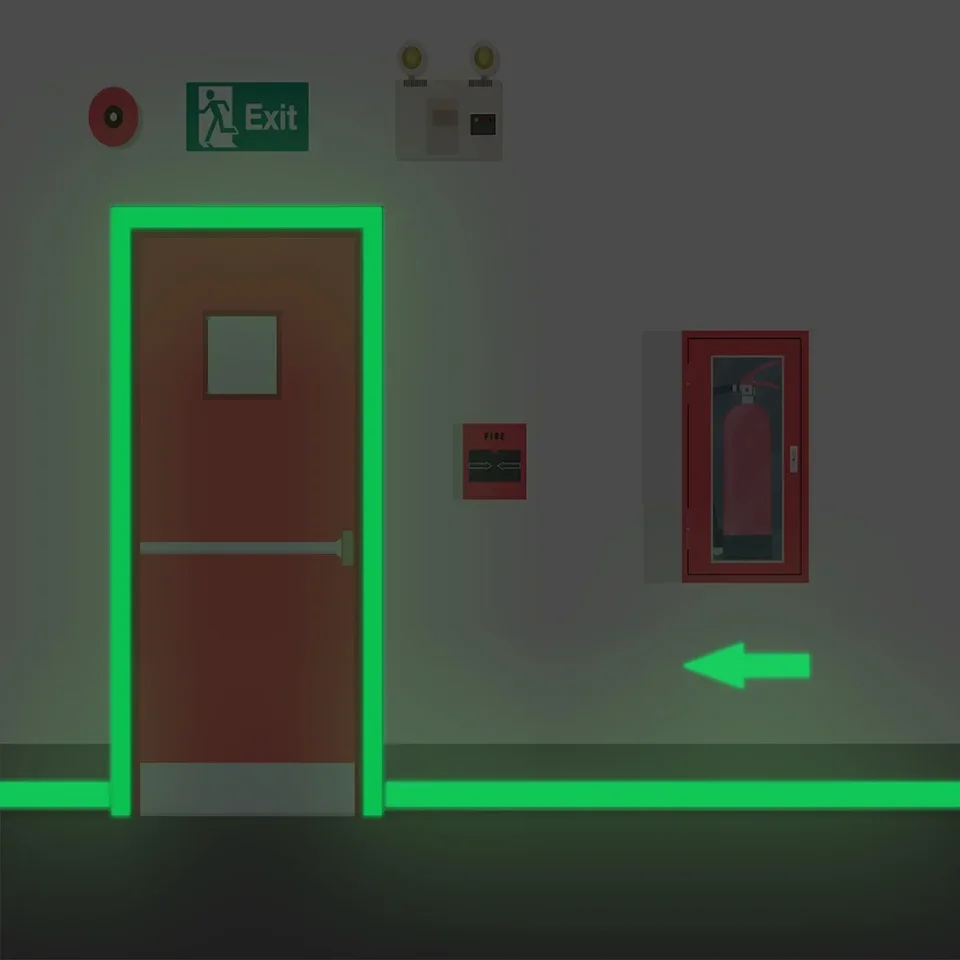 Svetelná páska Zelená samolepka na samolepky Stupeň Stage Domov Domá dekorácia Fluorescencia v tmavých výstražných nálepkách nepremokavá
