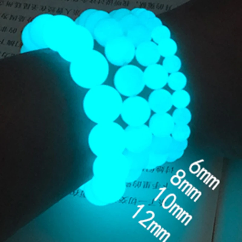 Svetelné náramky pre ženy muži Men Fluorescenčný prírodný kameň Náramok Nočné svetlo Žiariace korálky Ohlovené módne šperky Darček