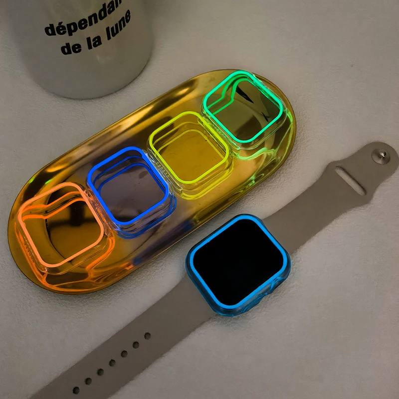 Svetelný kryt pre Apple Watch Case Ultra2 49 mm 45 mm 44 mm 41 mm 40 mm Hard PC Ochranný rámec Iwatch 8 7 6 5 SE Accessorie