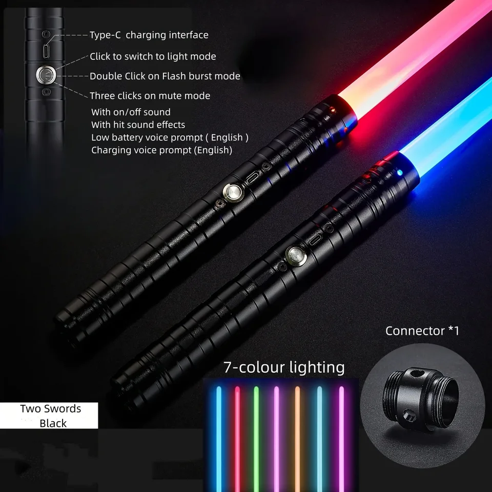Svetelný meč laserová zbrane hračky RGB kovové svetlo šabľový meč de luz kpop lightstick espada rave svetelný meč blikajúca hračka