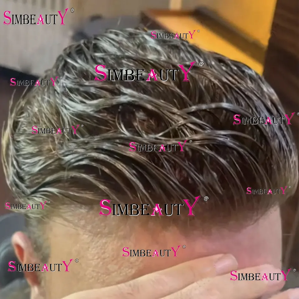 Svetlo hnedá čierna muži Toupee Super odolná tenká šedá