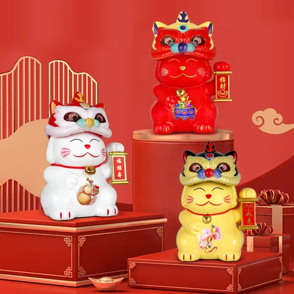 Svetlo snímanie automatické kývnutie leva tanec Luckyca Solar Lucky Cat Ozdoby