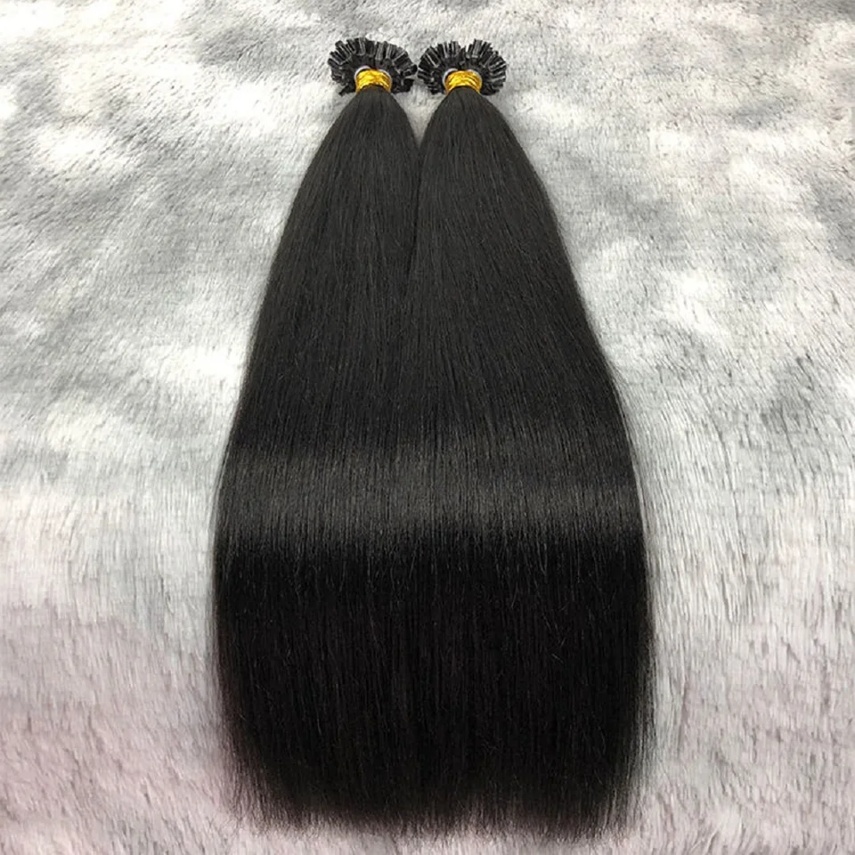 Svetlo yaki u tip ľudské vlasy predlžovanie brazílsky rem viazaný keratin fúznou nechtovou špičkou Hraje yaki rovno 100 g 100 pcs