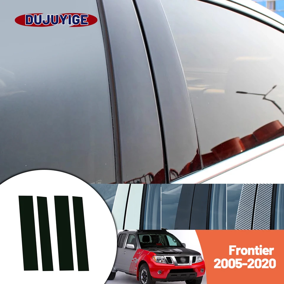 Svetlo čierna čierna nálepka na dvere a okno BC Pillar vhodný pre Nissan Frontier 2005-2020 2006 2007 2008 2009 2010