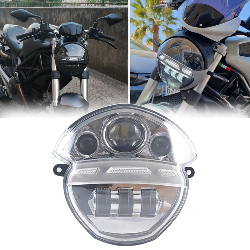 Svetlomet pre Ducati Monster 695 696 795 796 1100 1100S Motocyklové predné svetlomety LED hlavné žiarovka Kompletné príslušenstvo 2008-2015