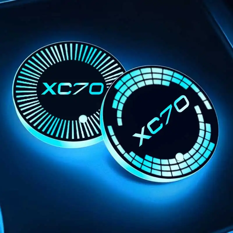 Svetlá vodná dráha Coaster Coaster Držiteľ podložky USB nabíjanie pre logo Volvo XC70 LED Drink Non smyk Mat Atmosféra Svetelné príslušenstvo