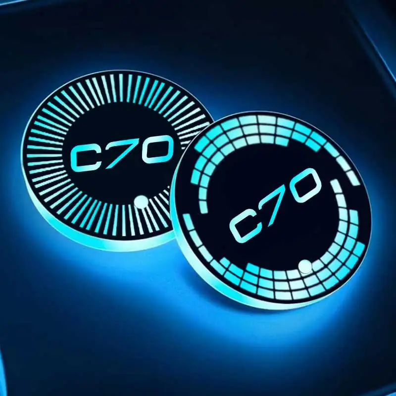 Svetlá vodná dráha na vodnú dráhu držiaka na poháriky podložky USB nabíjanie USB pre logo Volvo C70 LOG LED Drink Non Slip Mat Atmosféra Svetlo Doplnky