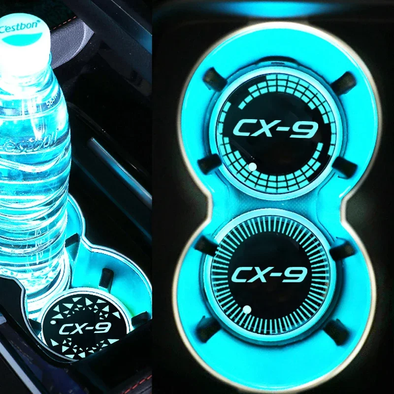 Svetlá vodná voda Coon Coaster Light Držitie držiteľa nekĺzavej podložky LED rohož pre Mazda CX9 Automatické atmosféru RGB LAMP ADMOT