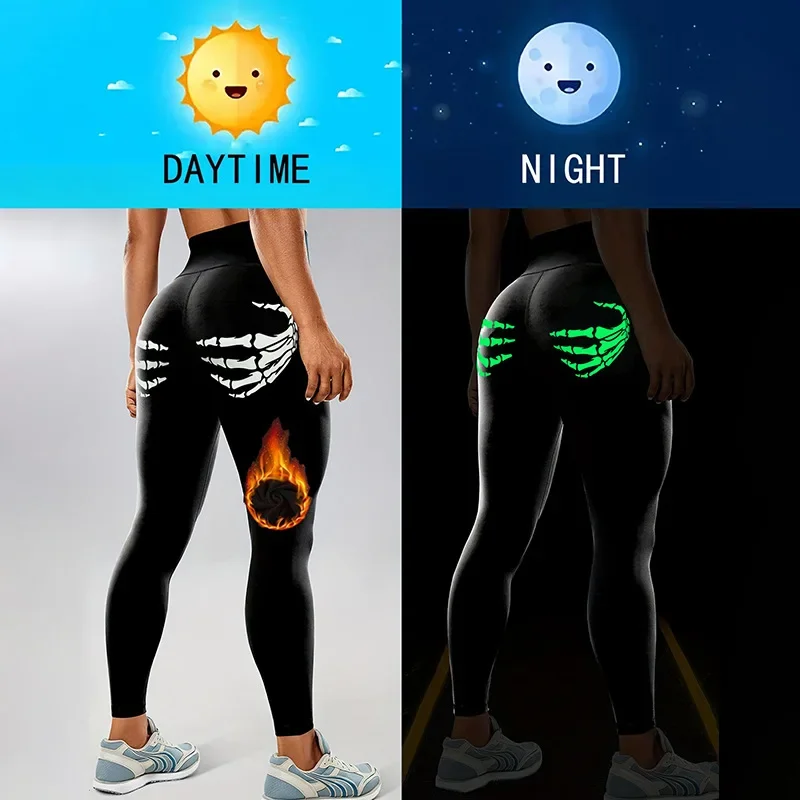 Svetlé legíny s vysokým pásom pre vonkajšie športy a jogu zhrubnuté fitness nohavice lemované fleecom ideálne pre Halloween