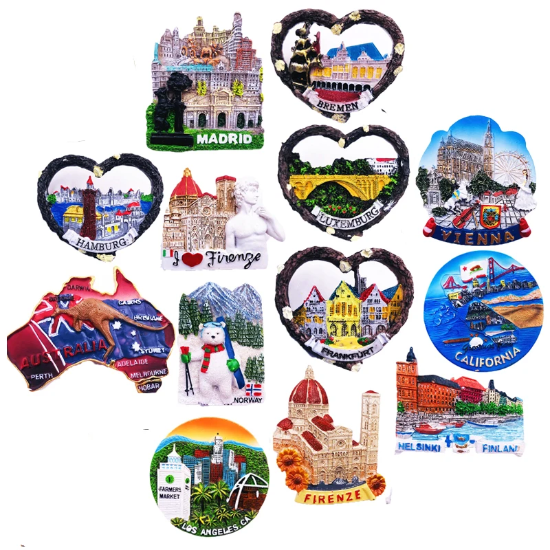 Svetová country chladnička magnet suvenír Taliansko Španielsko Nemecko Luxemburské magnetické magnety pre remeselnú živicu v chladničke