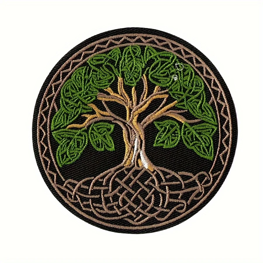 Svetový keltský strom života vyšívaný klasický železný/šitý náplast-Symbol múdrosti Bodhi pre bundy, tašky a oblečenie