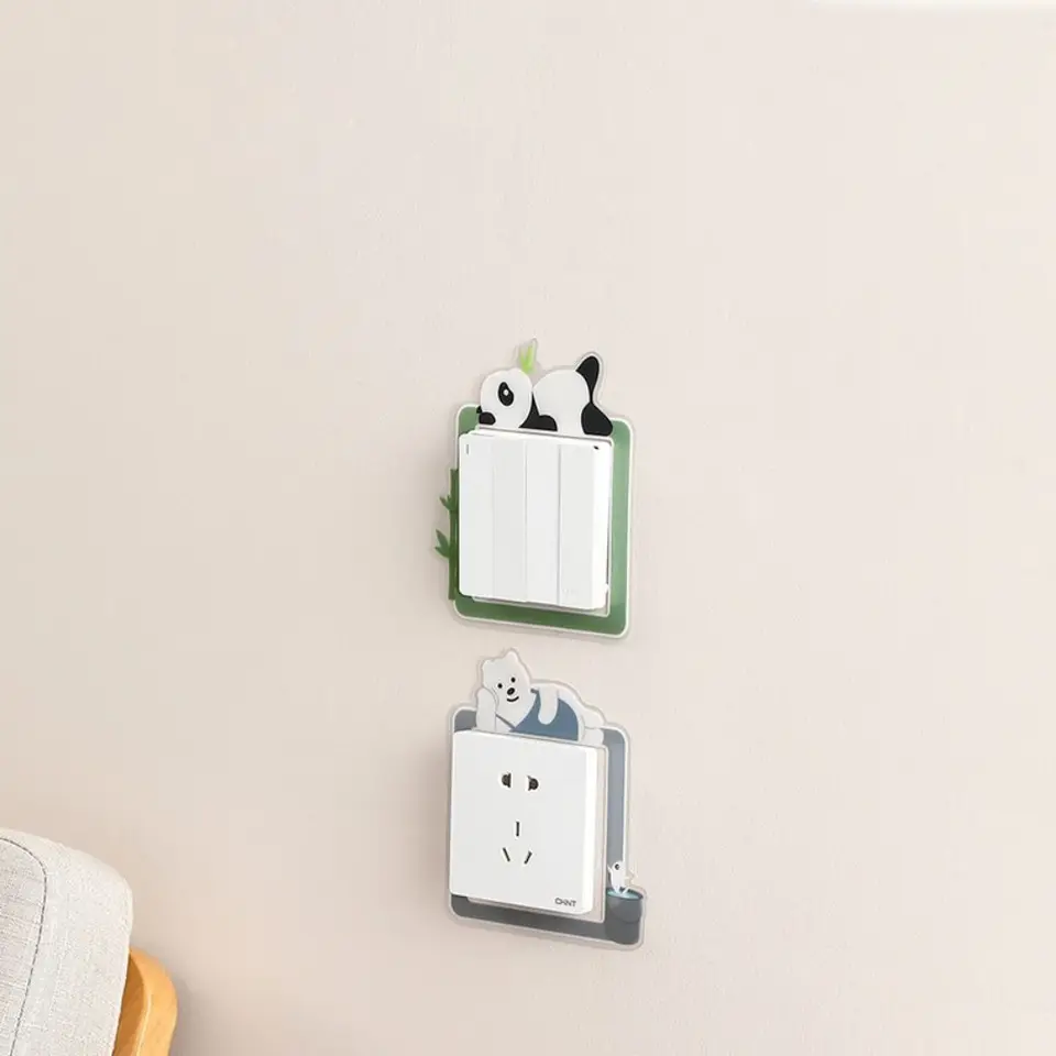 Svietivé spínacie nálepky na spínač zvierat kreslenú nálepku Glot v tmavej fluorescenčnej dekorácii Panda Switch Sticker Domáca detská izba dekor