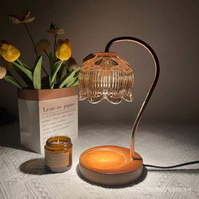 Sviečka na teplejšiu lampu Americký dizajn sklenená stolová lampa bezdymová teplota regulujú retro nočné svetlo spálňa lampa