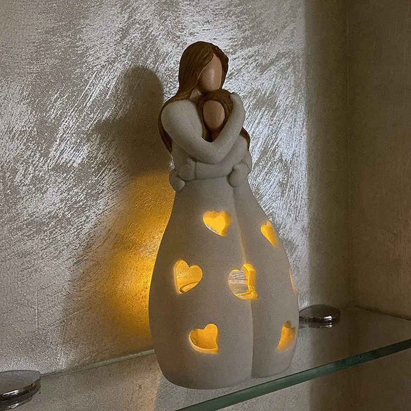 Sviečky, socha držiaka sviečok Mama a dcéra, darčeky Valentína pre dcéru skvelé darčeky matky 22 cm x 8,5 cm