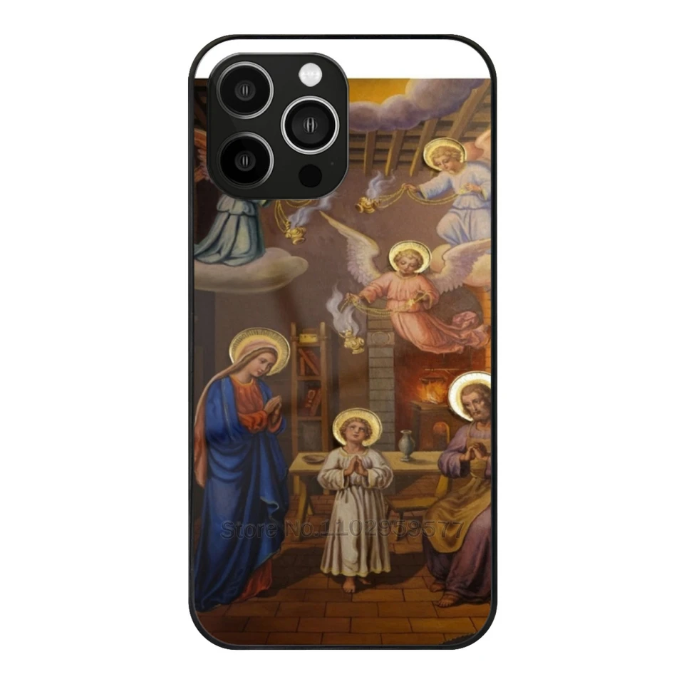 Svätá rodina mäkké sklo puzdro pre iPhone 15 14 13 12 11 Pro x xs xr 7 8 Max Mini Cover Svätá rodina Svätá rodina Images Svätá rodina