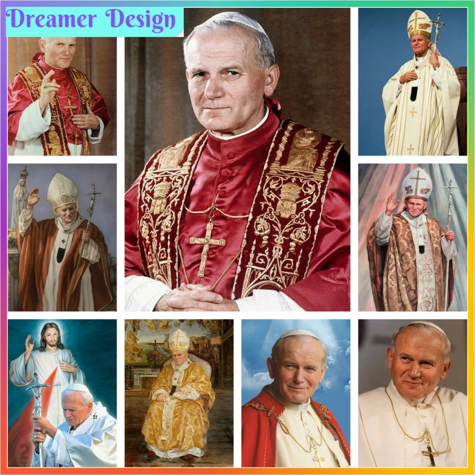 Svätý pápež John Paul II Diamond Painting Kids Gift 5D DIY Art ponúka KIT krížový steh plné vŕtačka mozaika výšivky