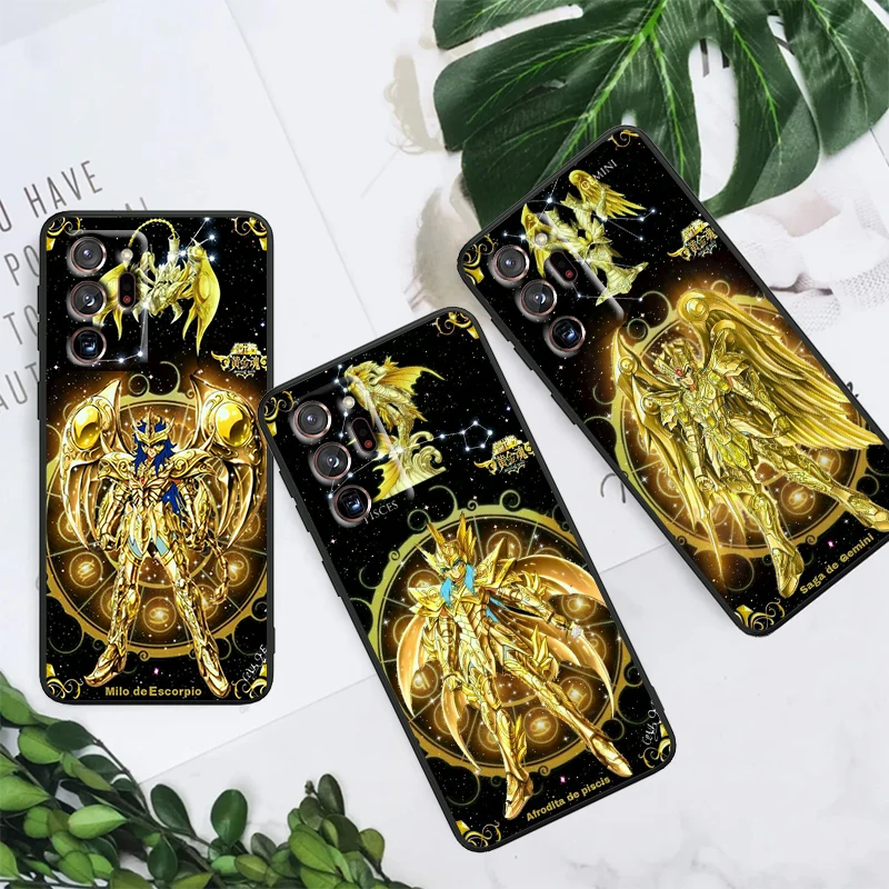 Svätý seiya 12 konštelácií pre Samsung Note 20 10 Ultra Plus A31 A14 A12 A70 A34 A25 A04 A05 A15 A24 5G Black Soft Soft