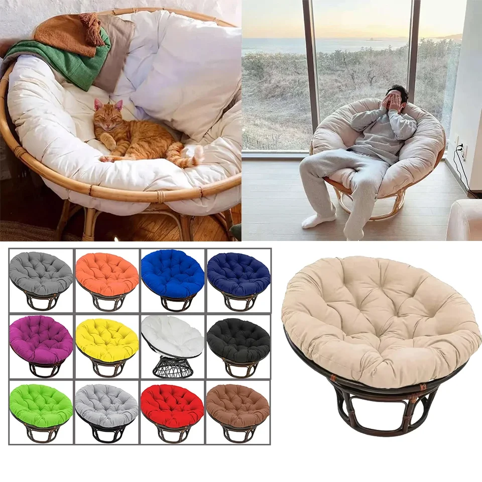 Swing Hanging Basket sedadlo okrúhle plnenie vankúšov Rattan s jednou stoličkou podložka záhradný kôš vnútorná vonkajšia relaxová pohovka vankúš 40-100 cm