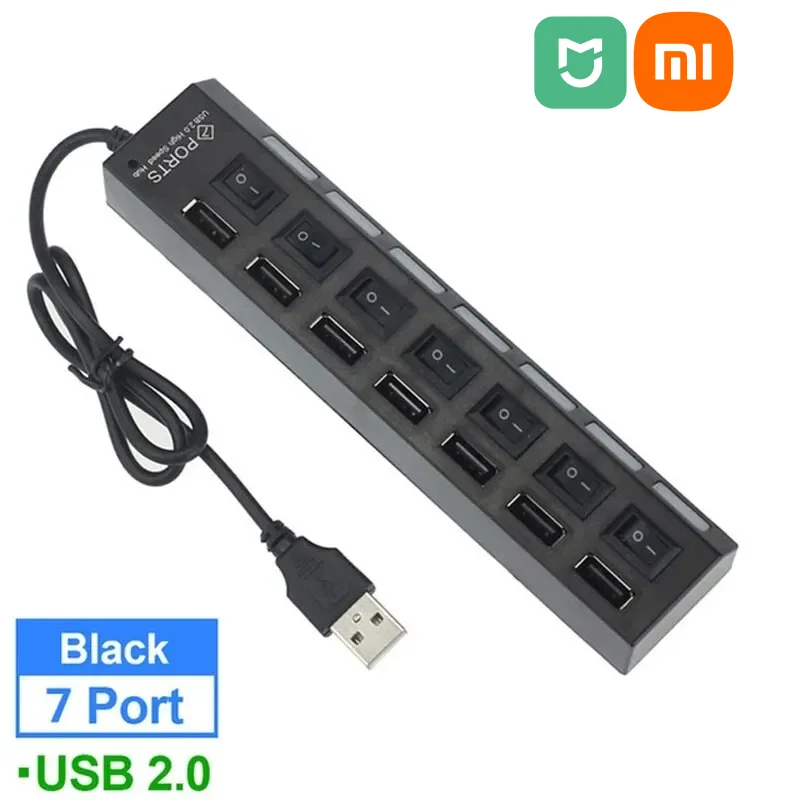 Switch Extension Hub 7-Port USB2.0 HUB Počítač USB rozšírenia Hub One Drag Sedem USB2.0 Splitter PC Desktop