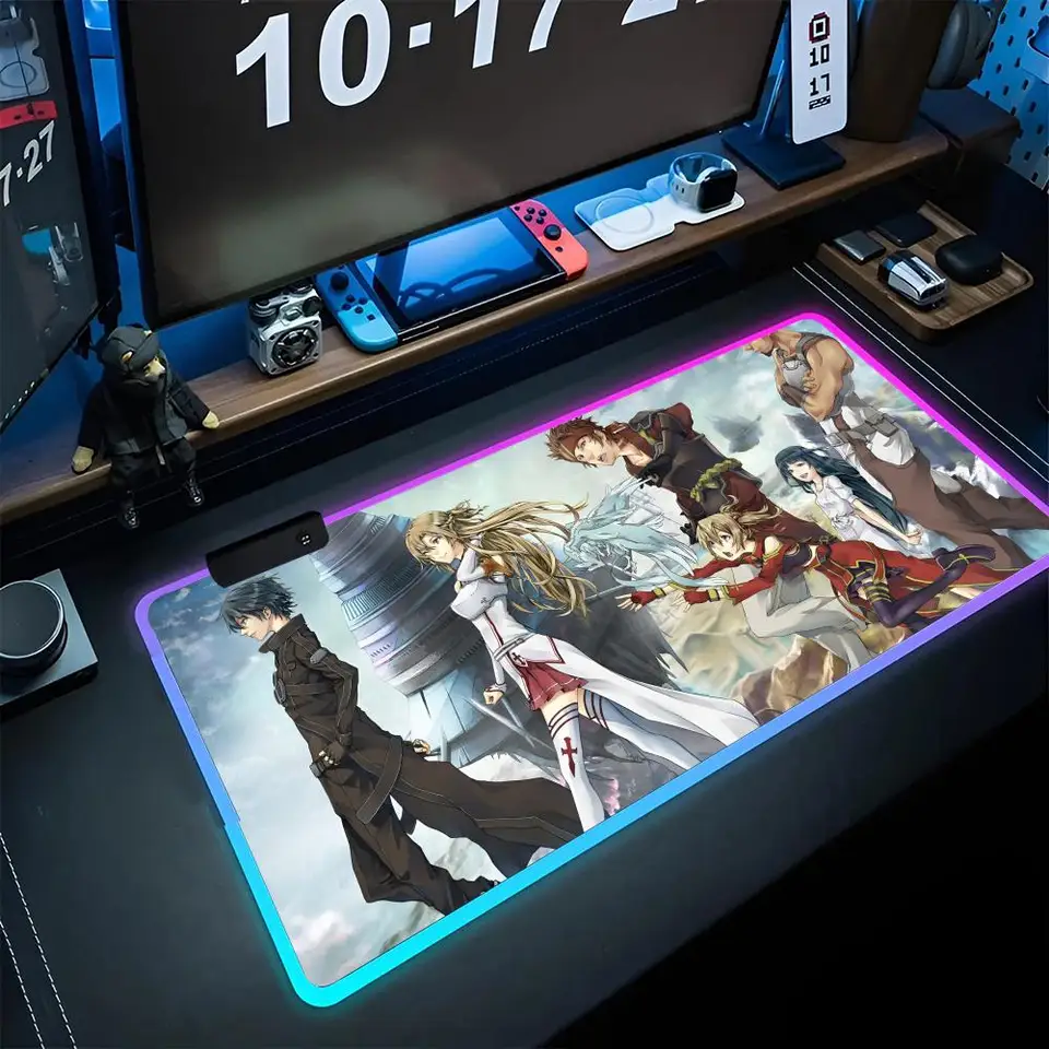 Sword Art Online Yuuki Asuna Mouse Pad Game RPG 40x90cm Myš Mouse Gaming MousePads LED klávesové rohože Matky Luminous Desk Pads Mou Mou