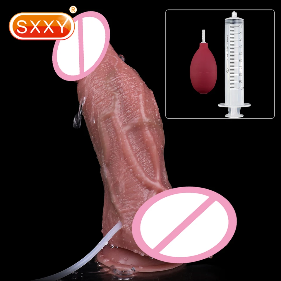 SXXY Silikón ejakulácia Veľká realistická dildo s prísavkou živý kleskajúci penis pokožka dotyk análne sexuálne hračky pre ženy