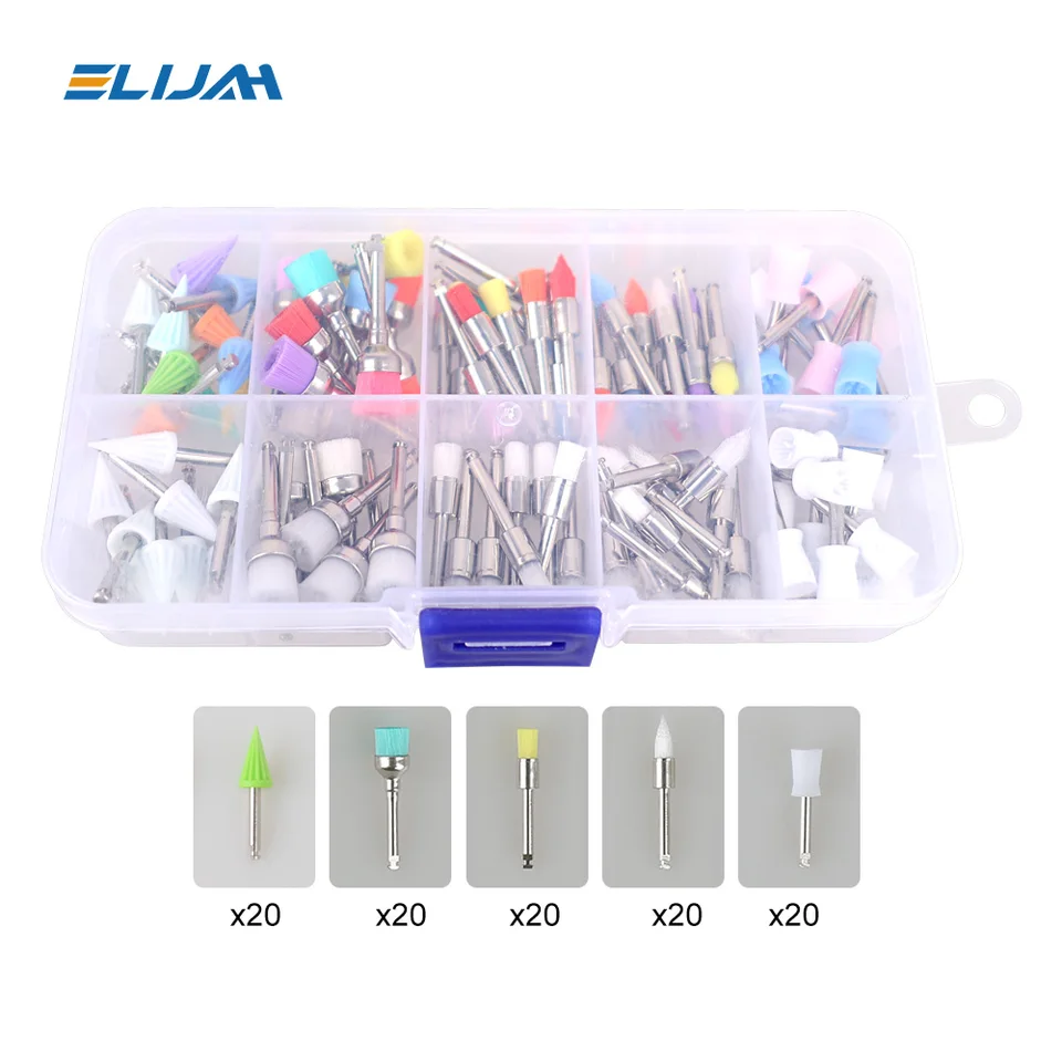Syjh 100ks/box zubné prorocké kefy na jedno použitie leštiacim leštiacim zužujúcim sa profylaxným kefami Nylon Bristle Brush