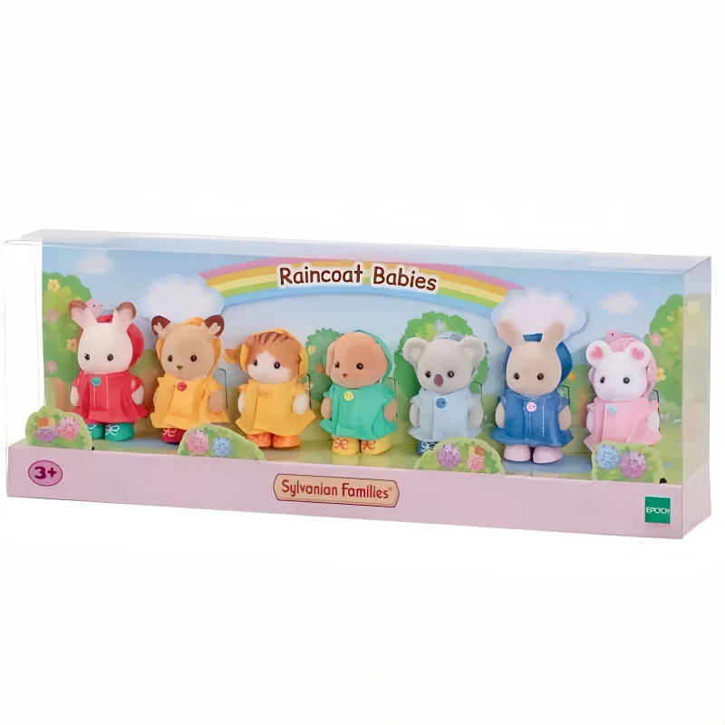 Sylvaniánske rodiny Raincoat Bábätká Nastavujú anime figúrky modely hračky akcie kawaii Flocking Dolls PVC Room Decoration Darček k narodeninám