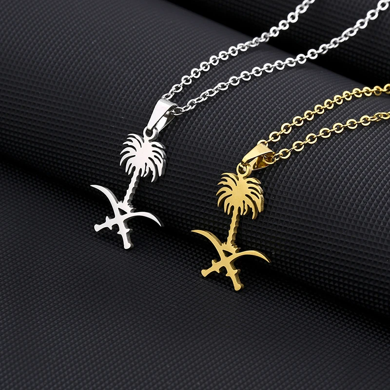 Symbol národného znaku Saudskej Arábie prívesok prívesok náhrdelník Kráľovstvo Saudskej Arábie Charge Charge Charge Jewelry Titanium oceľ Arabský príslušenstvo