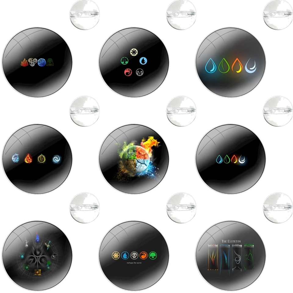 Symbol vrecká Zeme Symbol Air Water Fire Pins Odznak kovové brošne pre odevy dekorácie darček