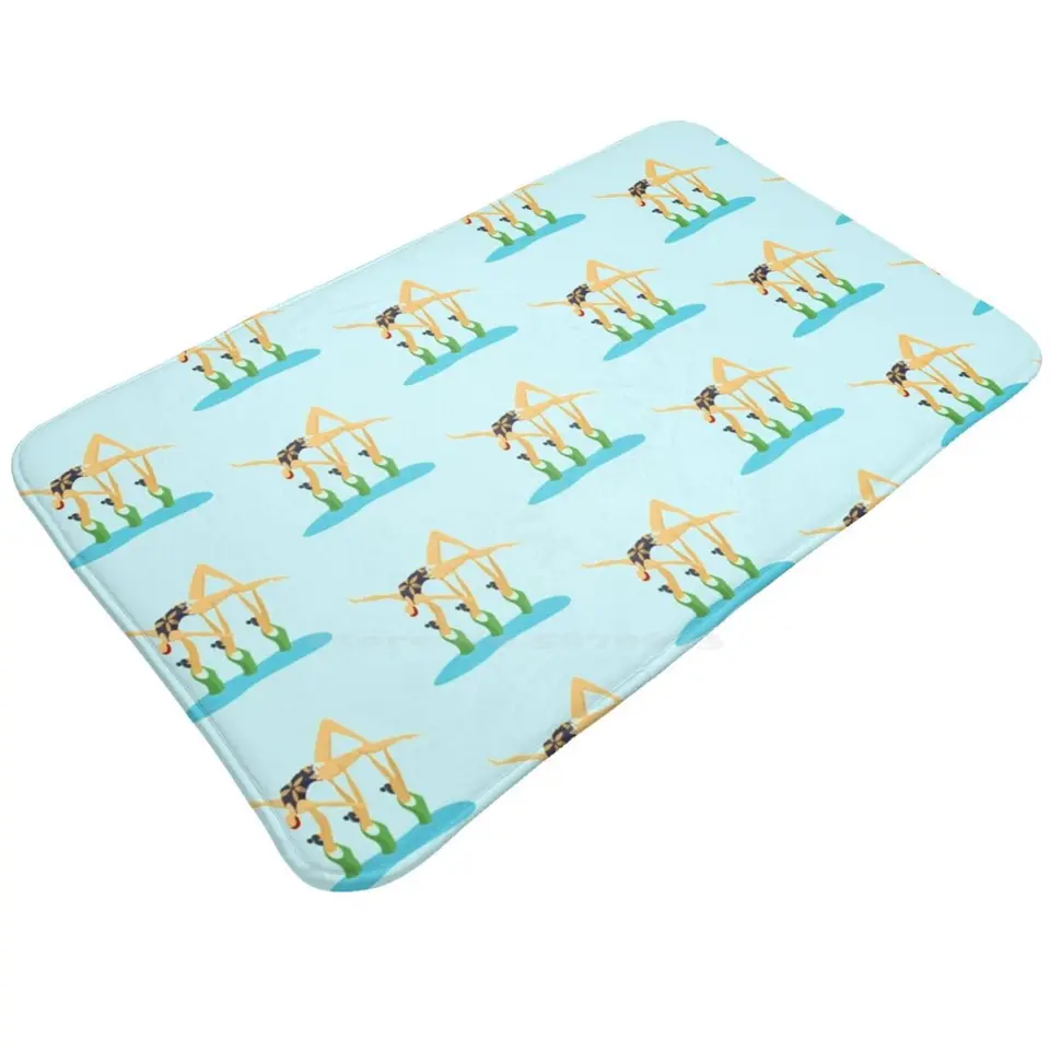 Synchronizovaný plávajúci tím.-Artistické plávanie Soft Cushion Car Home Carpet Dvere Mat Synchronizované plávajúce ružové umelecké umelecké umelecké diela