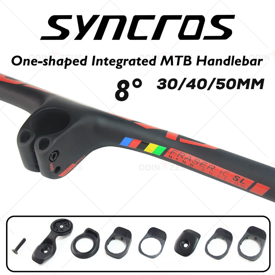 Syncros Fraser IC SL integrovaná riadidlá s stonkou, MTB plné uhlíkové vlákna, doplnky na horských bicykloch, 8 stupňov, 30 mm, 40 mm, 50 mm