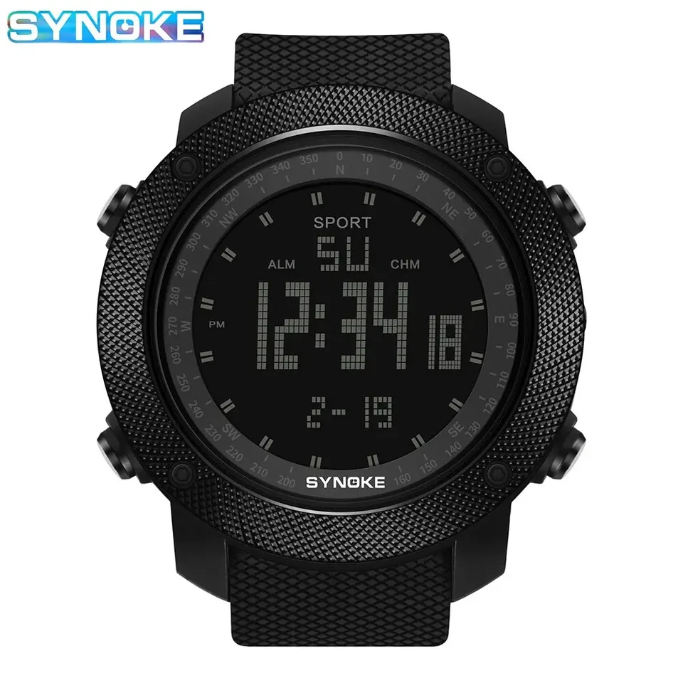 Synoke Digital Watch Waterproof Shock odoláva na veľké obrazovky Outdoor Sports Running Outdoor Sport Vojenské hodinky WR50M