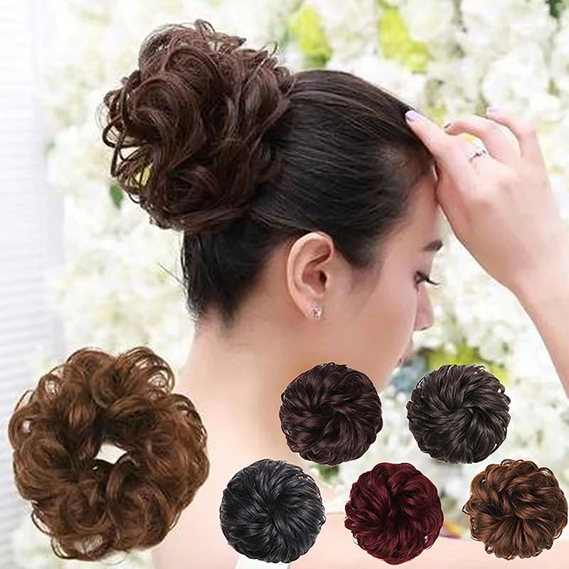Syntetická vlasová buchta parochňa dámy cytail predlžovanie vlasov scrunsie elastické vlnové kučeravé účesy scrunchie zabalenie