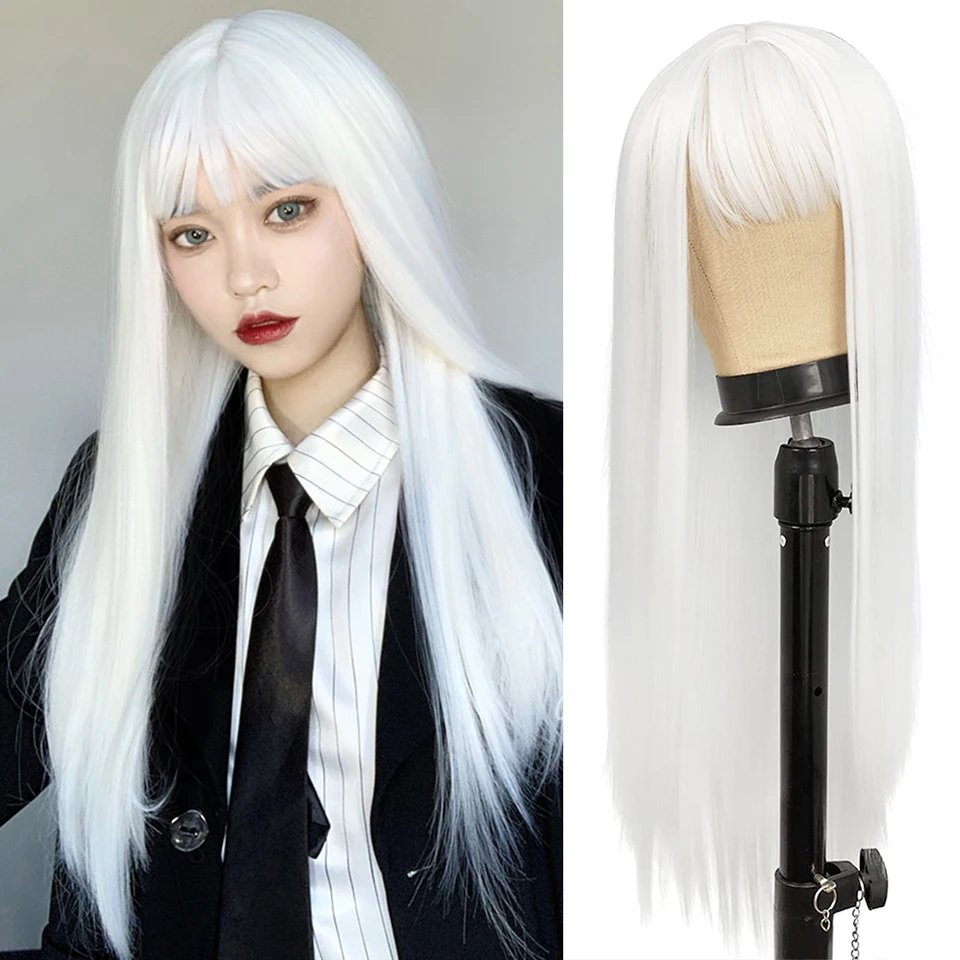 Syntetické dlhé parochne pre ženy Dievčatá Dlhé rovné parochne Wigs Odolné farebné parochne pre Cosplay Halloween Kostým Party Používanie