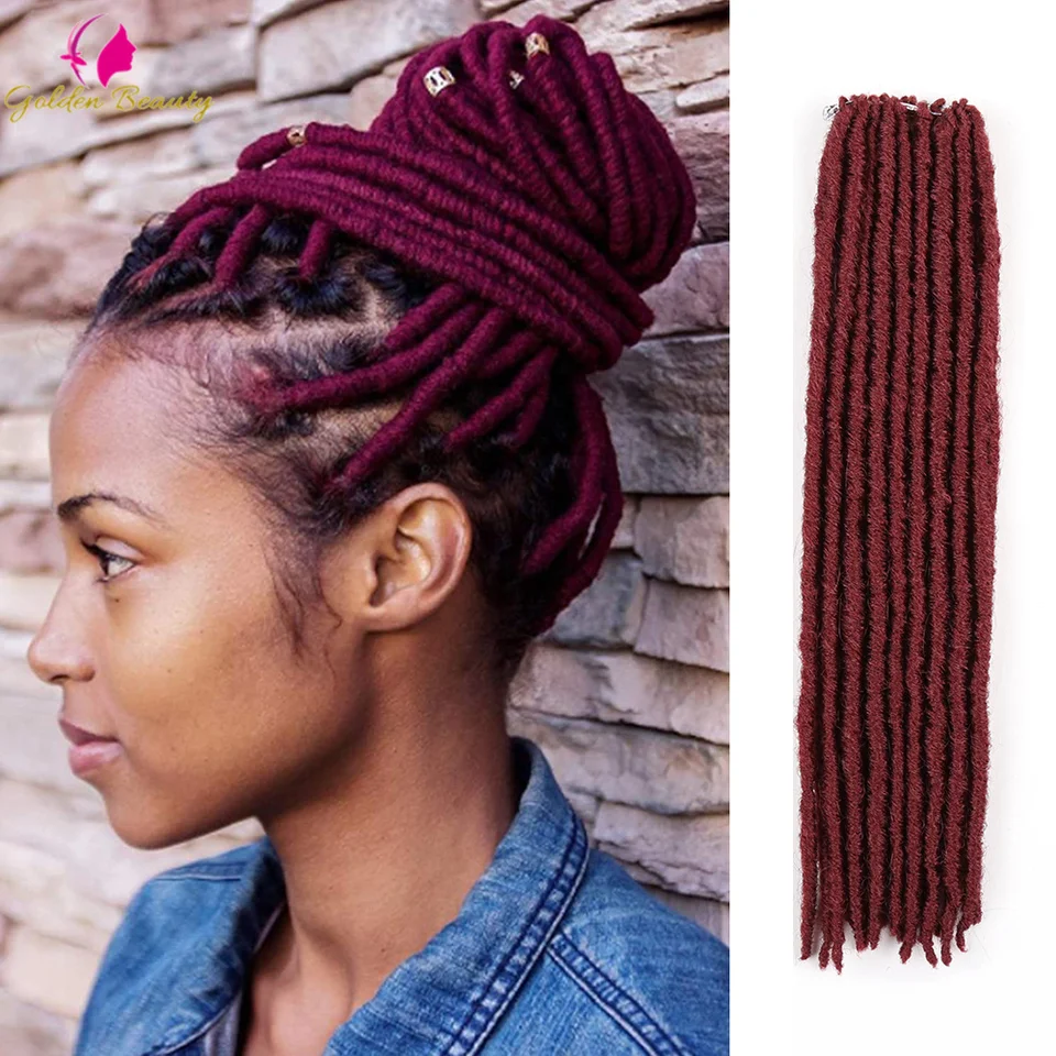 Syntetické faux locs háčkovanie pletelové vlasy predlžovanie vlasov Dreadlocks Ombre Goddess Soft Straight Rovné cigánske loksové vrkočky Vlasy pre ženy