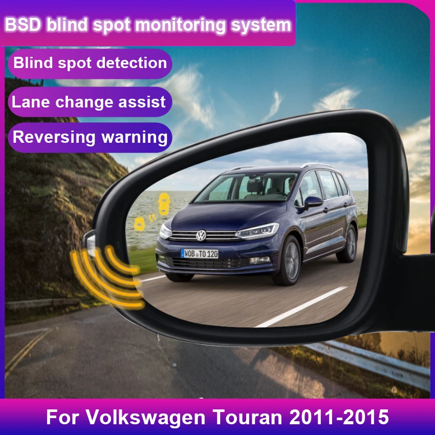 Systém detekcie slepých škvŕn BSD BSA BSM Senzory automobilov poháňajú monitorovanie zadného zrkadla pre Volkswagen Touran 2011-2015