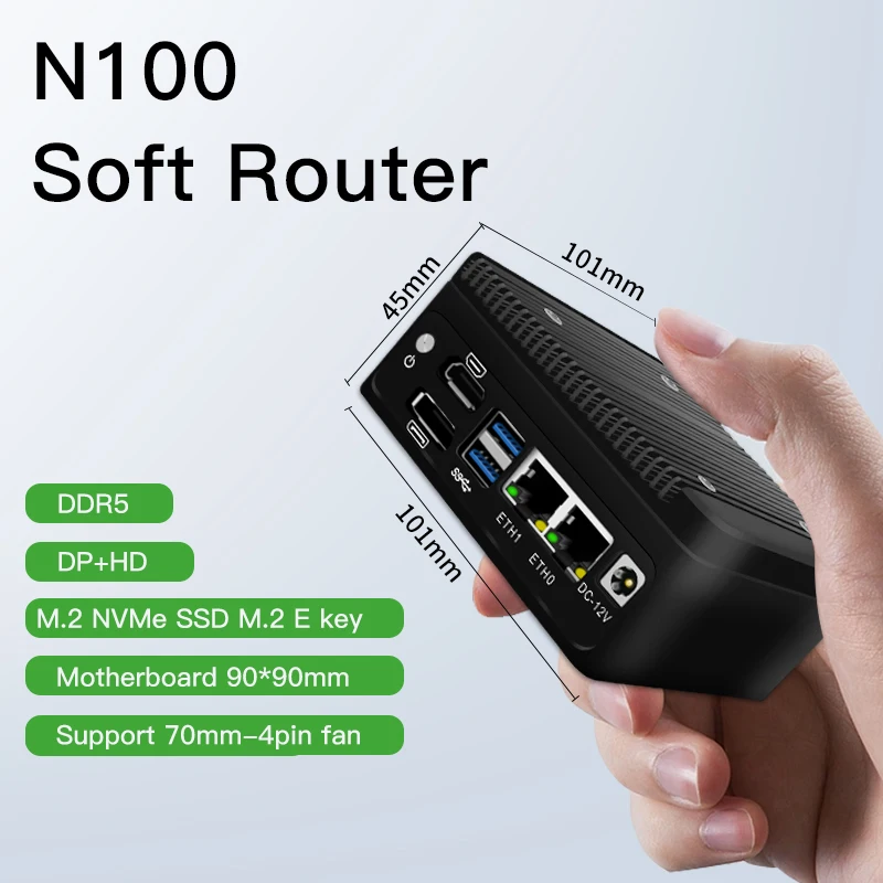 SZBOX N100 Soft Router DDR5 NVME SSD 2*I226 2,5G LAN Industrial Fanless Mini PC DDR5 NVME SSD Barebone Computer Computer Proxmox PFSense