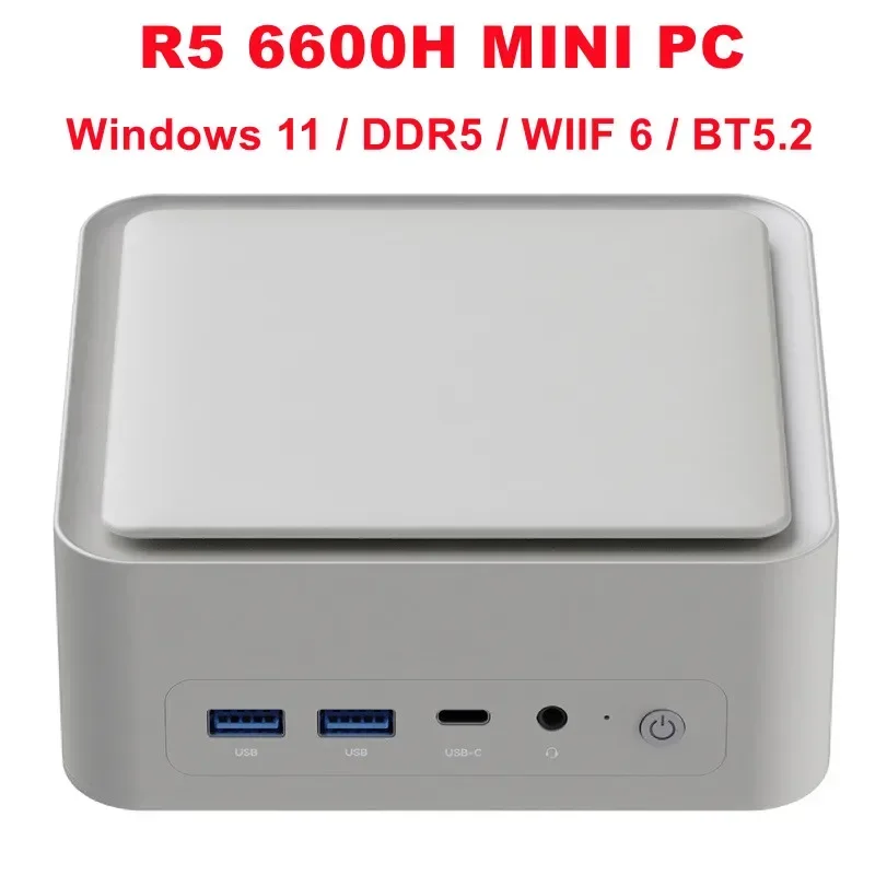 Szbox Ryzen 5 6600H Mini PC Windows 11 Pro DDR5 M.2 2280 NVME SSD PCIE4.0 4K@60HZ HD WIFI6 BT5.2 Desk Game Office Computer