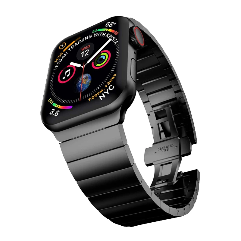 Séria 7/6/5/4/3/2/2/SE PRE Apple Watch Band 44 mm 42 mm 45 mm 41 mm IWATCH CAMELET 40 mm 38 mm kovový motýľ Buckle Watchband