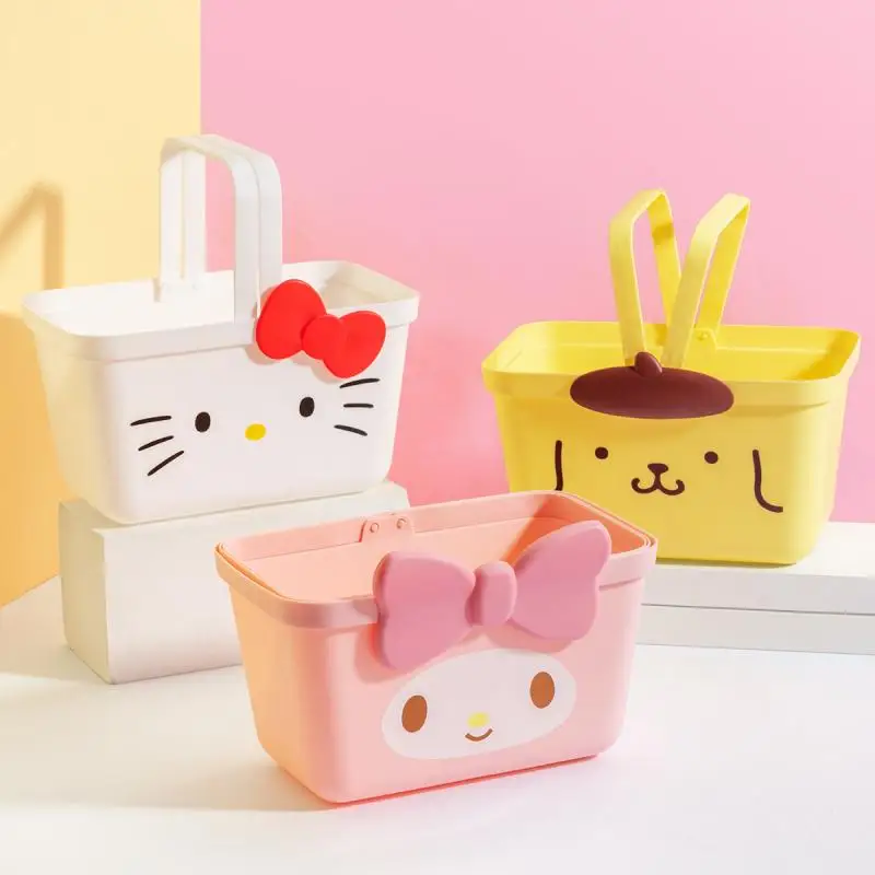 Séria Sanrio Cute Prenášanie plastového ručného koša plastové nakupovanie veľkú kapacitu Sundries Storage Girl Birthday Gift Darček dekorácia