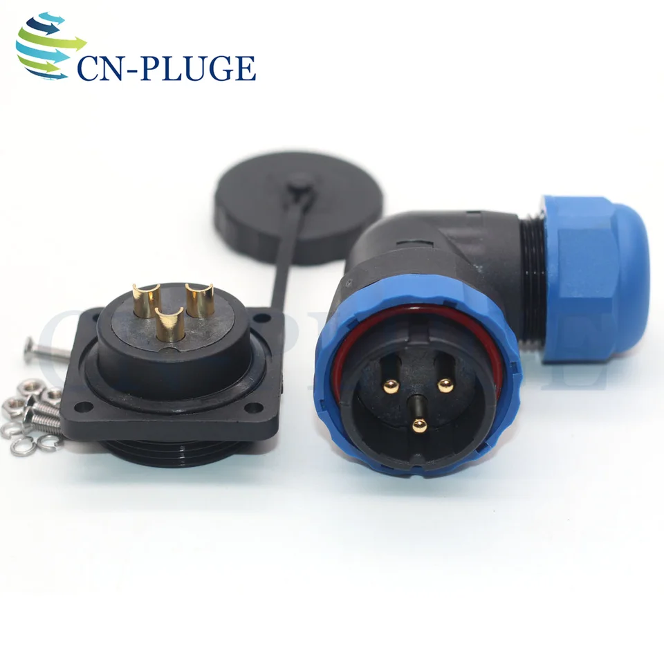 Séria SD28 Mužský zástrčkový pravý uhol štvorcového panela Konektor 2 3 4 5 6 7 8 9 10 12 14 16 19 22 24 26 PIN Witerproof IP68