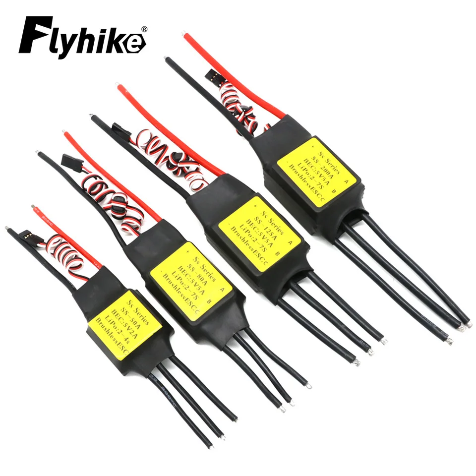 Séria SS ESC 50A 80A 125A 200A bez kefy ESC s tepelným diaľkovým ovládaním bez kefy ESC pre vrtuľník lietadla RC