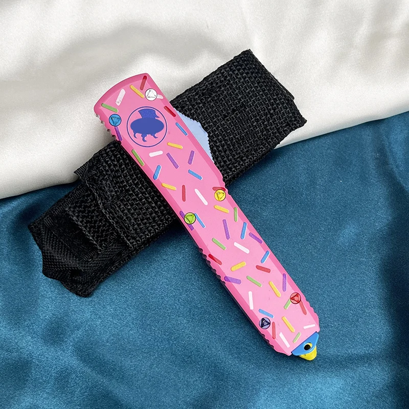 Séria UT Series Micro Tech OTF nôž dezert Warrior UT skladacia čepeľ Donut Pink Outdoor EDC Self Defense Pocket Nože