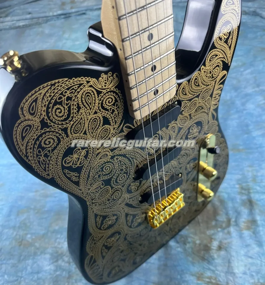 Séria výšky umelcov James Gold Paisley Top elektrická gitara javorový krk a hmatník Dot vložky SSS Pickups Gold Hardware