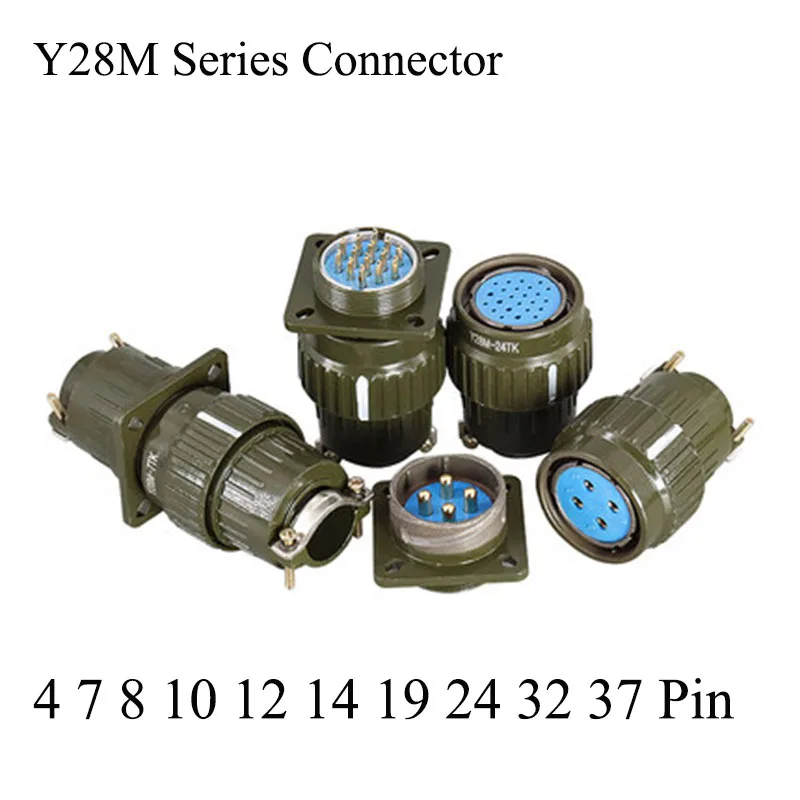 Séria Y28M Strieska rýchla pracka na letectvo kábla Connector Plutch Plužná zástrčka mužská žena 4 7 8 10 12 14 19 24 32 37 PIN ARMY GREEN
