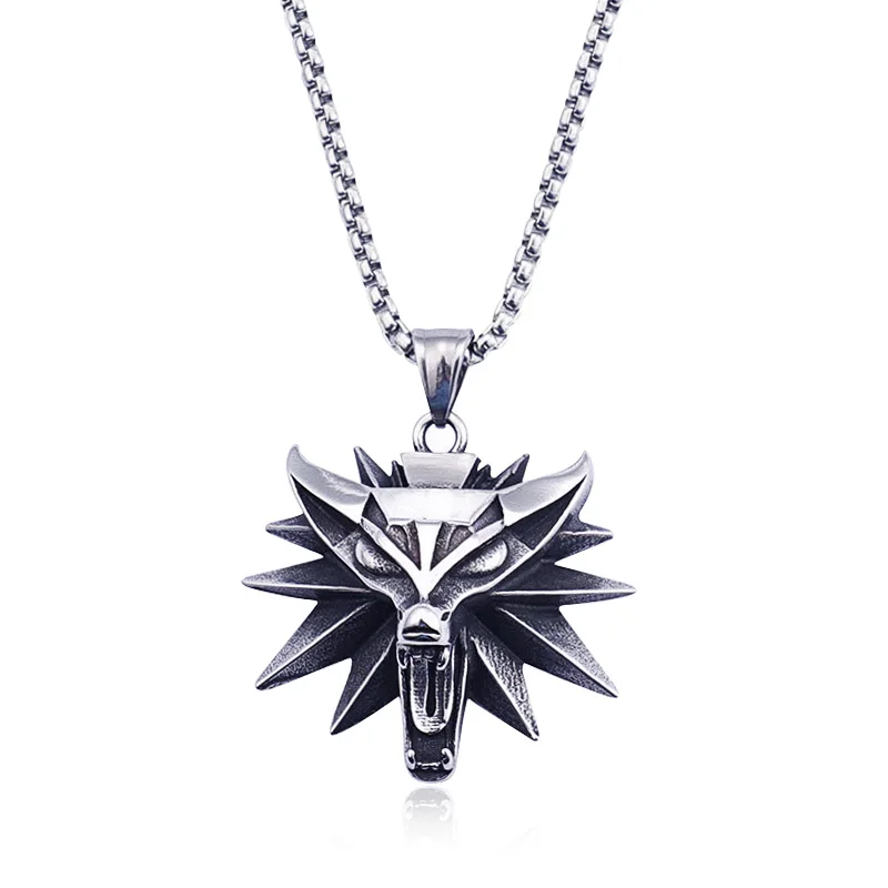 Séria čarodejníckej knihy Wolf Head Odznak prívesok Náhrdelník Monster Hunt Cosplay Uncharted Game Game Animal Wolf Chain Náhrdelník