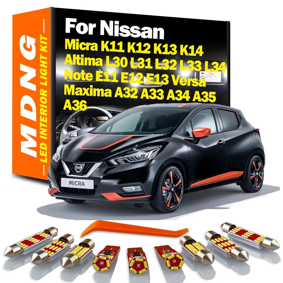 Súprava interiérového svetla LED pre auto pre Nissan Micra K11 K12 K13 K14 Altima L31 L32 L33 L34 Poznámka E11 E12 E13 Versa Maxima A33 A34 A35 A36 A36