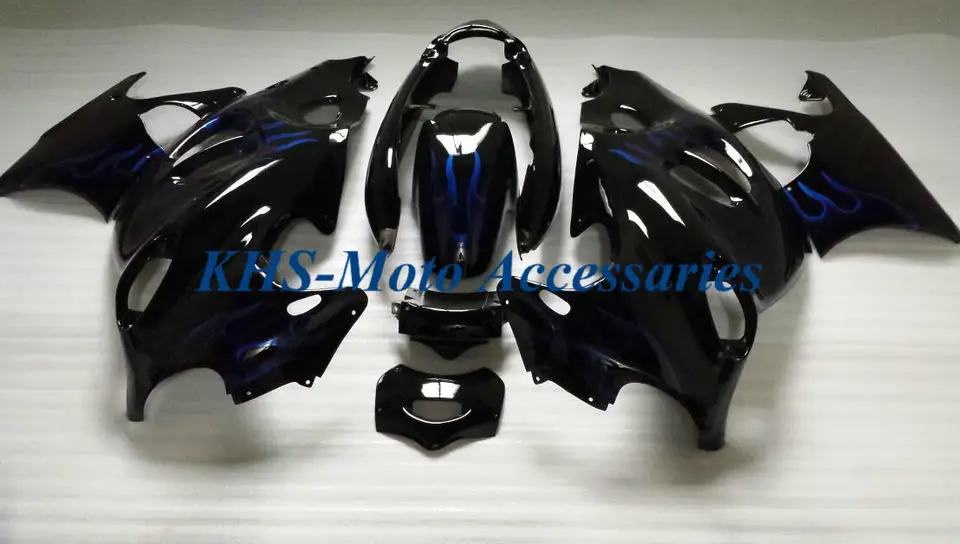 Súprava motocyklových kazestí pre Suzuki GSX600 750F 03-06 GSX600F GSX750F 2003 2004 2005 2006 ABS Blue Flames Black Bodywork Set Set